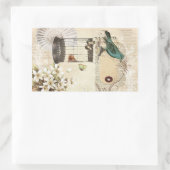 Vogelkäfig, Vintager französischer Vogel Rechteckiger Aufkleber (Tasche)