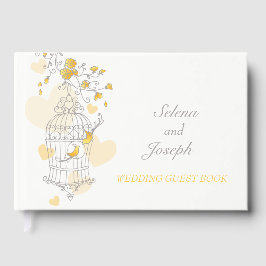 Vogelkäfig zwei gelbe Vögel Hochzeitstorch Gästebuch