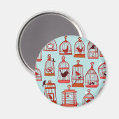 Vogelkäfige auf blau magnet (Vorderseite/Rückseite)