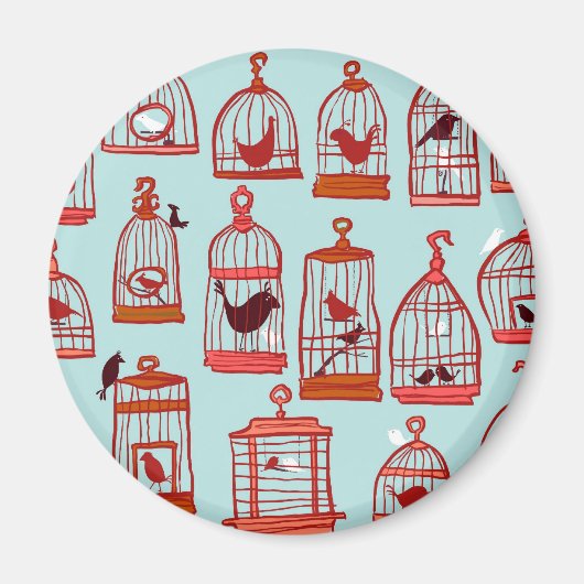 Vogelkäfige auf blau magnet (Vorne)