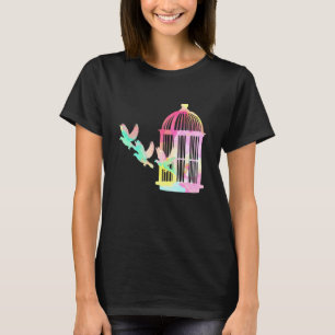 Vogelkäfige im Wasserfarbenbereich - Vögel fliegen T-Shirt