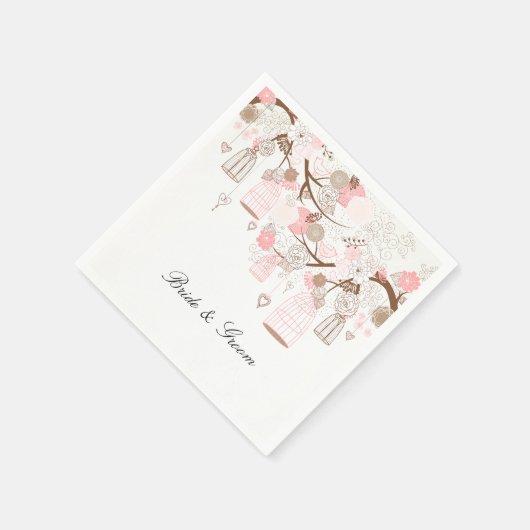 Vogelkäfige und Blume Serviette (Ecke)