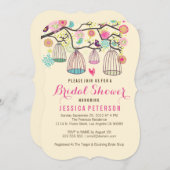 Vogelkäfige und Retro-Blume ändern Einladung (Vorne/Hinten)