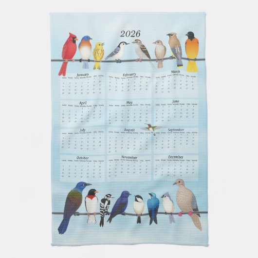 Vogelkalender 2026 geschirrtuch (Vertikal)
