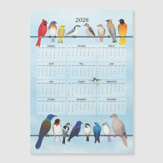 Vogelkalender 2026 magnetkarte (Vorderseite)