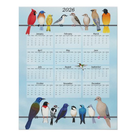Vogelkalender 2026 poster (Vorderseite)