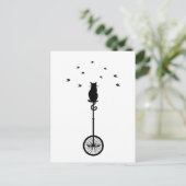 Vogelkatze auf Vintagem Fahrrad Postkarte (Stehend Vorderseite)
