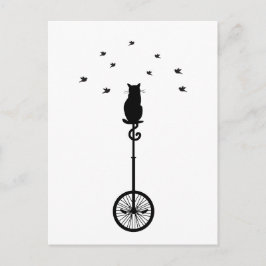 Vogelkatze auf Vintagem Fahrrad Postkarte