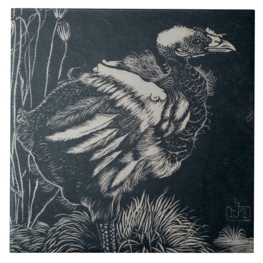 Vogelkick aus seinem Nest (von Jan Mankes) Fliese (Vorderseite)