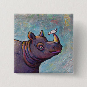 Vogelklatsch-Spaßmalerei der Nashornkunst kleine Button