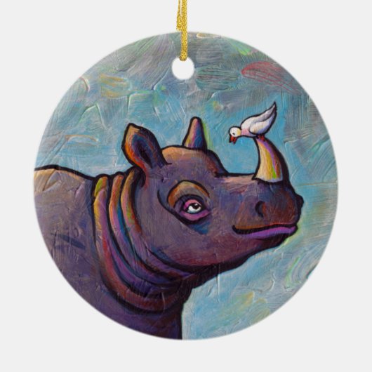 Vogelklatsch-Spaßmalerei der Nashornkunst kleine Keramikornament (Hinten)