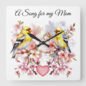 Vogelklemme Quadratische Wanduhr (Vorderseite)