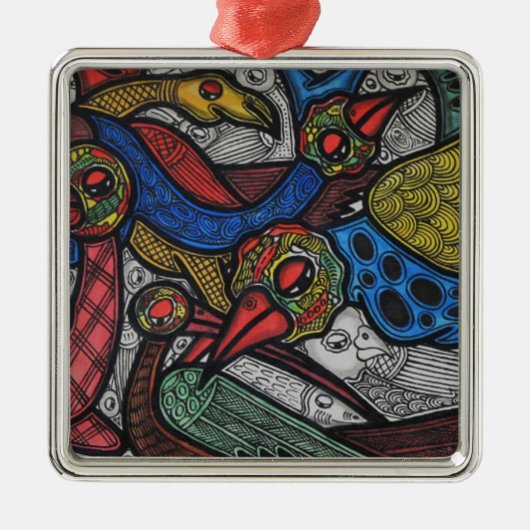 Vogelkonferenz Silbernes Ornament (Vorne)