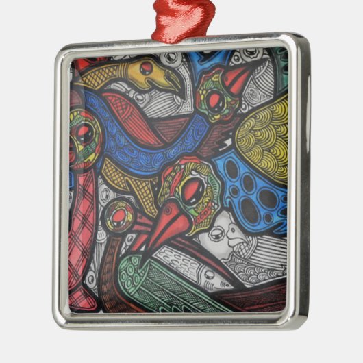 Vogelkonferenz Silbernes Ornament (Links)