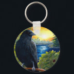 Vogelkrähe Schlüsselanhänger<br><div class="desc">Dies ist ein Bild von einem Originalgemälde von der kanadischen Künstlerin Lucie Dumas.</div>