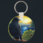 Vogelkrähe Schlüsselanhänger<br><div class="desc">Dies ist ein Bild von einem Originalgemälde von der kanadischen Künstlerin Lucie Dumas.</div>