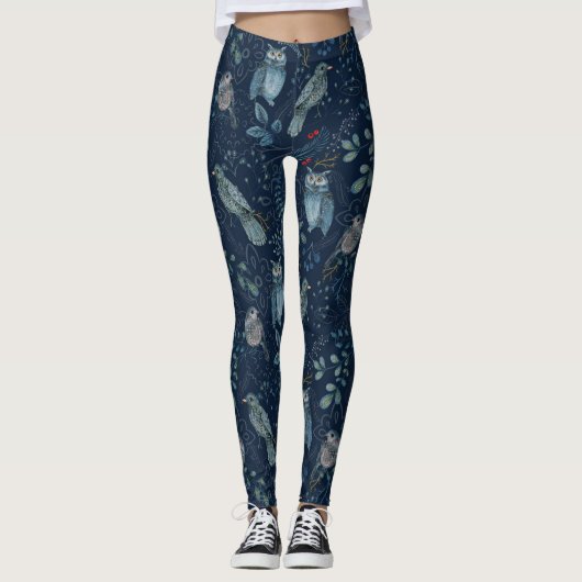 Vogelkunst in blauen Leggings (Vorderseite)