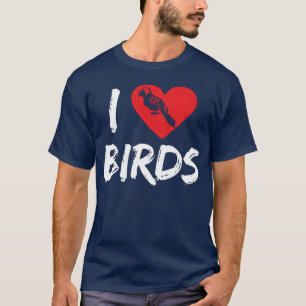 Vogelliebhaber-Herz-Süßer Vogelbeobachter-Papagei- T-Shirt