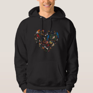 Vogelliebhaber Herz Vogelbeobachtung Männer Frauen Hoodie