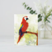 Vogelmalerei farbiger Papagei Postkarte (Stehend Vorderseite)