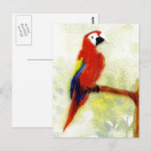 Vogelmalerei farbiger Papagei Postkarte (Vorne/Hinten)