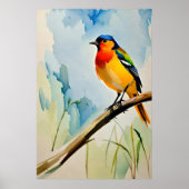 Vogelmalerei von farbenfroher Elegant Songbird auf Poster (Vorne)