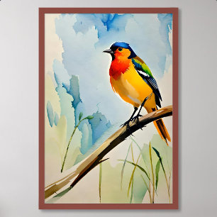 Vogelmalerei von farbenfroher Elegant Songbird auf Poster