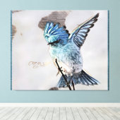 Vogelmodelle: Mountain Bluebird 01-02 Leinwanddruck (Insitu (Holzboden))