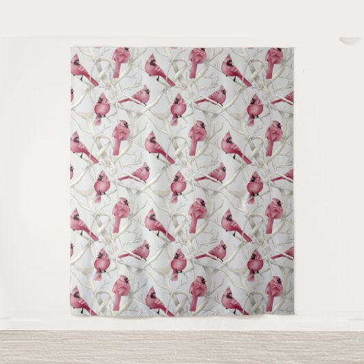 Vogelmuster aus grauem und rotem Kardinal Wandteppich (Vorderseite)