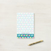 Vogelmuster Blau Post-it Klebezettel (Auf Schreibtisch)