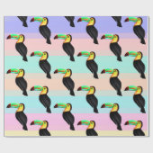 Vogelmuster Gelb und Schwarz Geschenkpapier (Flach)