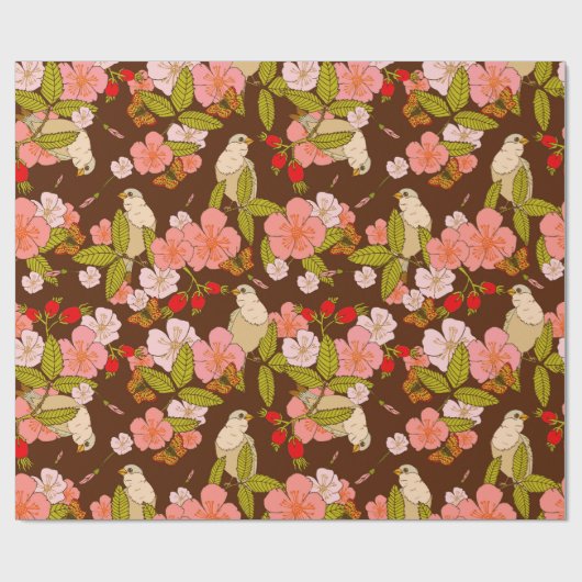Vogelmuster Geschenkpapier (Flach)