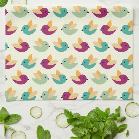 Vogelmuster Geschirrtuch (Gefaltet)
