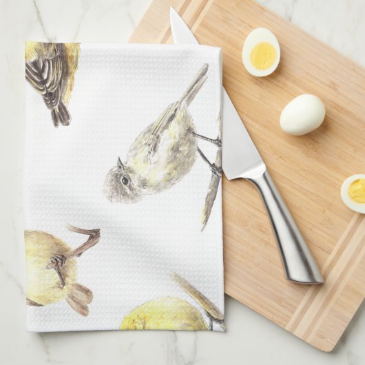 Vogelmuster Geschirrtuch (Viertel Falte)