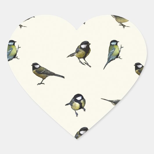 Vogelmuster Herz-Aufkleber (Vorderseite)