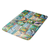 Vogelmuster im Patchwork-Stil Badematte (Schrägansicht)
