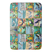 Vogelmuster im Patchwork-Stil Badematte (Vorderseite Vertikal)