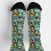 Vogelmuster im Patchwork-Stil Socken (Oben)