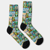 Vogelmuster im Patchwork-Stil Socken (Rechts)