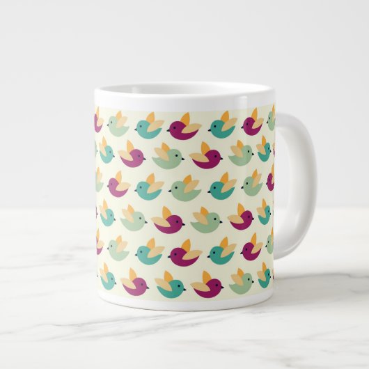 Vogelmuster Jumbo-Tasse (Vorderseite Rechts)