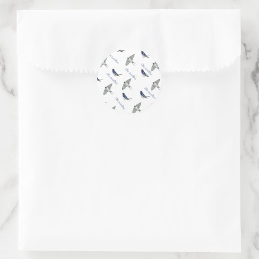 Vogelmuster schlucken runder aufkleber (Tasche)