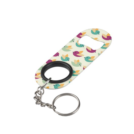 Vogelmuster Schlüsselanhängerflaschenöffner (Rückseite Schrägansicht)