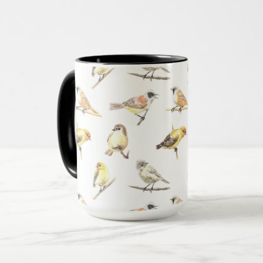 Vogelmuster Tasse (Vorderseite Links)
