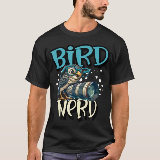 Vogelnerd Süße Eule Überdimensionale Brille Kamera T-Shirt (Vorderseite)