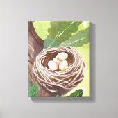 Vogelnest | Aquarelleier Naturmalerei Leinwanddruck (Vorderseite)