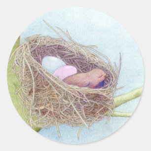 Vogelnest-Aufkleber Runder Aufkleber