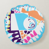 Vogelnest - Baby Blue White Rundes Kissen (Rückseite)