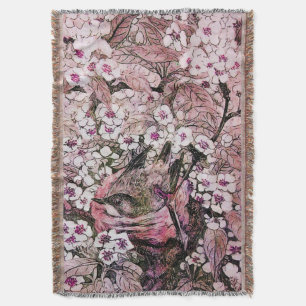 VOGELNEST, BAUM, PINK WEISSE FRÜHSTÜCKSBLUMEN DECKE