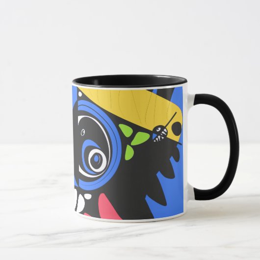 Vogelnest - Blaues Schwarz Tasse (Rechts)