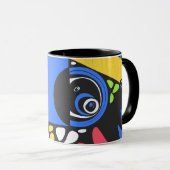 Vogelnest - Blaues Schwarz Tasse (VorderseiteRechts)